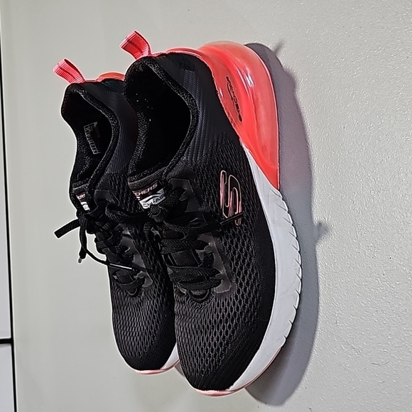 Sketchers air-cooled memory foam black and pink size 7 athletic shoes - Picture 1 of 6